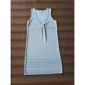 Design History Womens Knit Tank Dress S Cream Beautiful Flounce Metallic Sparkle